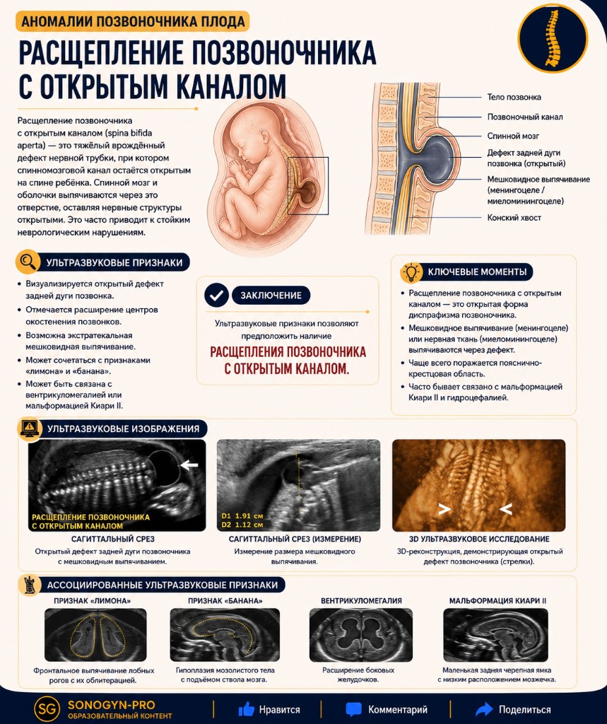 Расщепление позвоночника с открытым каналом